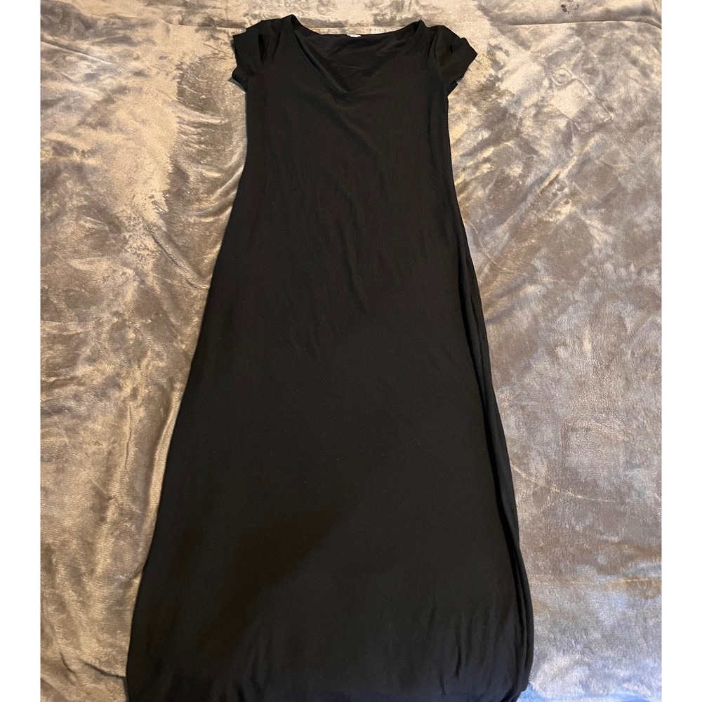 No Boundaries Womens Black V-Neck Short Sleeve Maxi Dress Size S 4-6